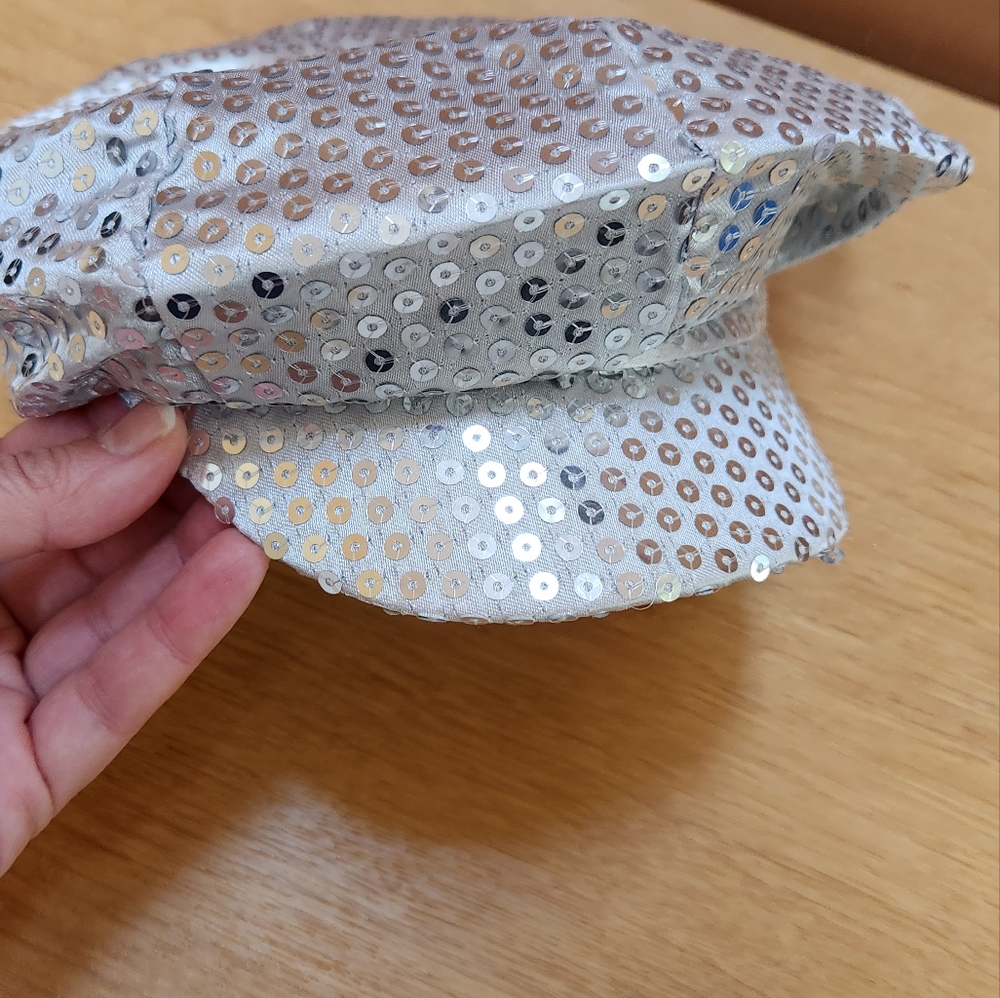 Silver Sequin Newsboy Hat -Child -NEW! - Picture 5 of 6